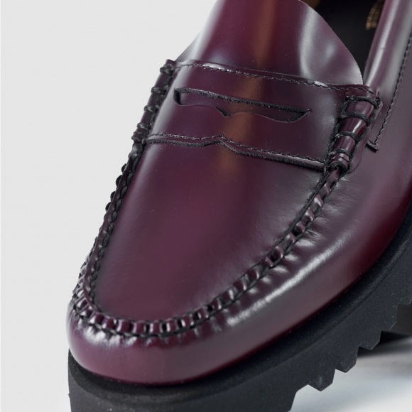 G.H.BASS Women's Plum Leather Whitney Candy Lug Weejun Loafer Flats - Plum - 8 - Picture 5 of 6